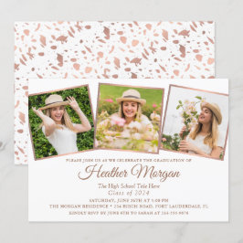 Elegant roze Rose Gold 3 Fotogradatie Partij Kaart