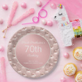 Elegant roze Rose Gold 70e verjaardag Papieren Bordje (Feest)