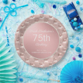 Elegant roze Rose Gold 75th Birthday Papieren Bordje (Feest)