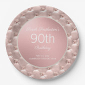 Elegant roze Rose Gold 90th Birthday Papieren Bordje (Voorkant)