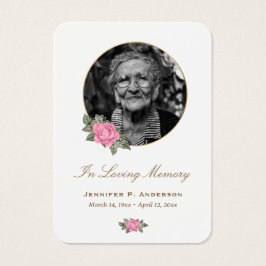 Elegant roze Rose Gold Floral Memorial Cards Visitekaartje
