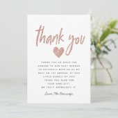 Elegant Roze Rose Gold Glitter Baby shower Bedankkaart (Staand voorkant)