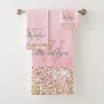 Elegant roze Rose Gold Glitter Drips Monogramed