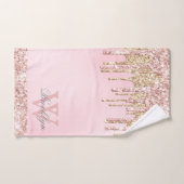 Elegant roze Rose Gold Glitter Drips Monogramed Handdoek (Handdoek)