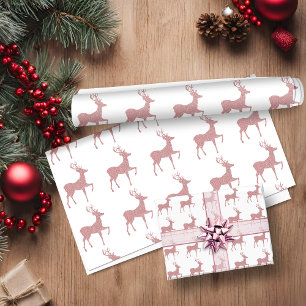 Elegant roze Rose Gold Glitter Holiday Reindeer Cadeaupapier