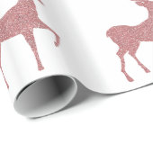 Elegant roze Rose Gold Glitter Holiday Reindeer Cadeaupapier (Rol Hoek)