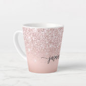 Elegant roze Rose Gold Glitter Monogram Naam Latte Mok (Linkerhoek)