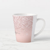 Elegant roze Rose Gold Glitter Monogram Naam Latte Mok (Rechts)