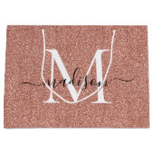 Elegant roze Rose Gold Glitter Monogram Script Groot Cadeauzakje (Voorkant)