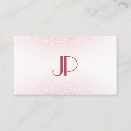 Elegant roze Rose Gold Glitter Monogram Sjabloon Visitekaartje (Voorkant)