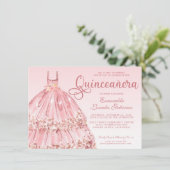 Elegant roze Rose Gold Glitter Quinceañera Kaart (Staand voorkant)