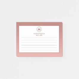 Elegant roze Rose Gold Monogram Post-it® Notes