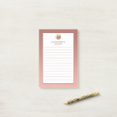 Elegant roze Rose Gold Monogram Post-it® Notes (Op bureau)