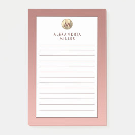 Elegant roze Rose Gold Monogram Post-it® Notes