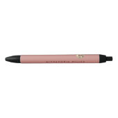Elegant roze Rose Gold Monogram Zwarte Inkt Pen (Voorkant)