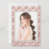 Elegant roze Rose Gold Quinceañera Fotoparels Kaart (Achterkant)