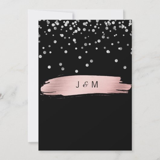 Elegant roze Rose Gold Silver Black Weddenschap Kaart (Achterkant)