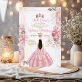 Elegant Roze Rose Goud Bloemen Prinses Mis Quince Kaart