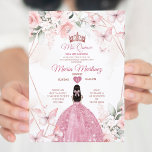 Elegant Roze Rose Goud Bloemen Prinses Mis Quince Kaart<br><div class="desc">Elegant Roze Rose Goud Bloemen Prinses Mis Quince Uitnodiging Mis Quince 15 Anos,  16e verjaardag, </div>