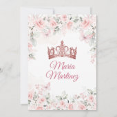 Elegant Roze Rose Goud Bloemen Prinses Mis Quince Kaart (Achterkant)