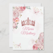 Elegant Roze Rose Goud Bloemen Prinses Mis Quince Kaart (Achterkant)