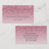 Elegant Roze Rose Goud Dripping Faux Glitter Visitekaartje (Voorkant / Achterkant)