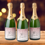 Elegant Roze Rose Goud Glitter 50ste Verjaardagsfe Sparkling Wijnetiket