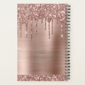 Elegant Roze Rose Goud Glitter Drips Monogram 2024 Planner (Achterkant)