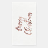 Elegant Roze Rose Goud Handschrift Vrolijk Kerstfe Servet (Voorkant)