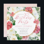 Elegant roze Rose | Goud Lijst 30e verjaardag Kaart<br><div class="desc">Elegant en klastig roze en witte roze roze roze roze roze roze roze roze roze roze roze roodbruin met sage groene eucalyptus greenery script text design with geometric gold-toned lines cirar lijst.</div>