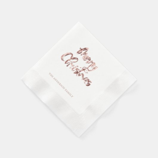 Elegant Roze Rose Goud Script Vrolijk Kerstfeest Servet (Hoek)