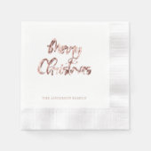 Elegant Roze Rose Goud Script Vrolijk Kerstfeest Servet (Voorkant)