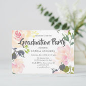 Elegant roze Rose Gradution Party Invite Kaart (Staand voorkant)