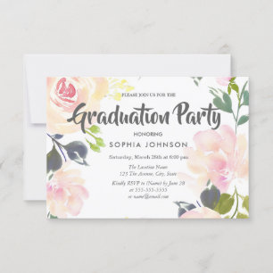Elegant roze Rose Gradution Party Invite Kaart