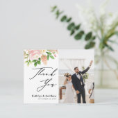 Elegant roze Rose Greenery Foto Weddenschap Hartel Briefkaart (Staand voorkant)