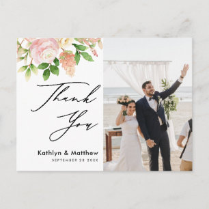 Elegant roze Rose Greenery Foto Weddenschap Hartel Briefkaart