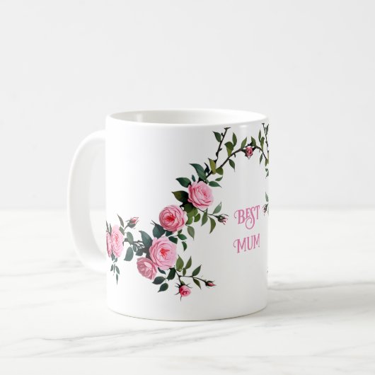 Elegant roze Rose Koffiemok (Voorkant links)