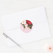 Elegant roze Rose Monogram Weddenschap Ronde Sticker (Envelop)