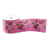 Elegant Roze Rose op Roze Grosgrain Lint (Spoel)