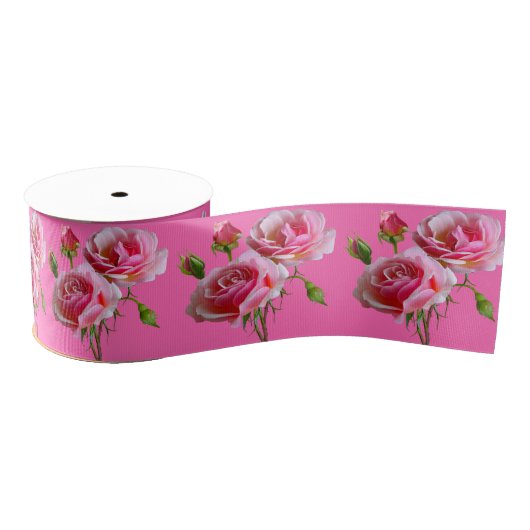 Elegant Roze Rose op Roze Grosgrain Lint (Spoel)