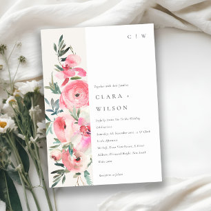 Elegant roze Rose Orchid Waterverf Floral Wedding Kaart