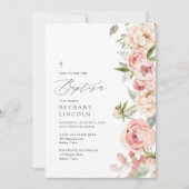 Elegant roze Rose Peony Floral Girl Baptisme Kaart (Voorkant)