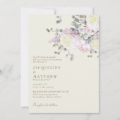 Elegant Roze Rose & Pioengeel Bruiloft Kaart (Voorkant)