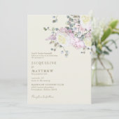 Elegant Roze Rose & Pioengeel Bruiloft Kaart (Staand voorkant)