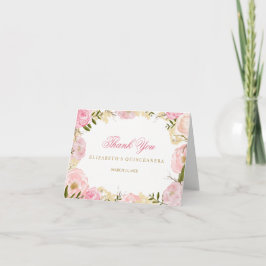 Elegant Roze Rose Quinceanera Dank u Kaart