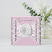 Elegant roze Rose Quinceanera Kaart (Staand voorkant)