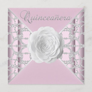 Elegant roze Rose Quinceanera Kaart