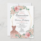 Elegant Roze Rose Quinceañera Quince Crown Tiara Kaart (Voorkant)