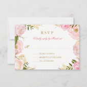 Elegant Roze Rose Quinceanera RSVP (Voorkant)