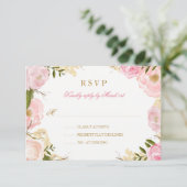 Elegant Roze Rose Quinceanera RSVP (Staand voorkant)